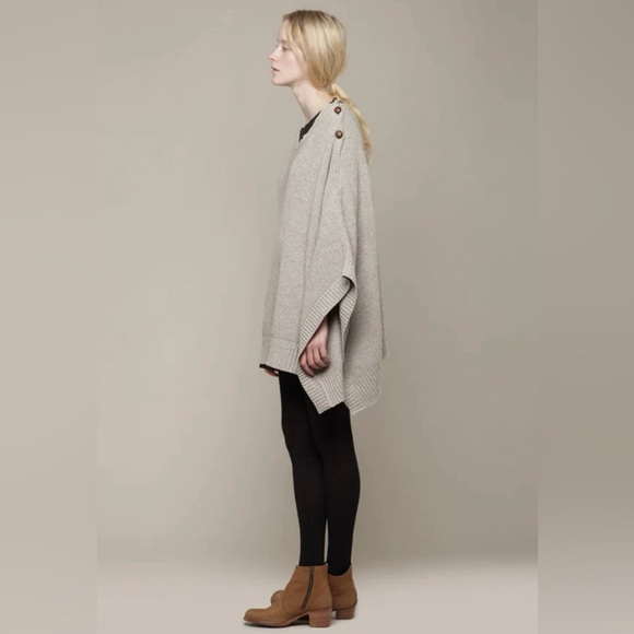 A.P.C. Oatmeal Color Rib Knit Poncho Bio Wool/Alpaca Large/Extra Large Like New! - Picture 3 of 11